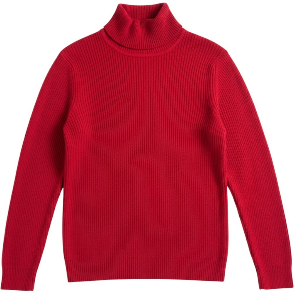 Ralph Lauren Turtleneck Sweater M Red Ribbed Cotton Knit Preppy Classic